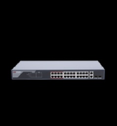 [DS-3E1326P-EI] Switch Monitoreable de 24 puertos PoE+ (hasta 250 m), 10/100 Mbps, 2 puertos RJ45 + 2 SFP (Combo), 370 Watts, conexión remota desde Hik-ProConnect