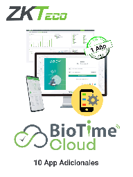 [ZKT0820070] ZKTECO BIOTIMECLOUDADDAPP10 - Licencia de incremento para 10 puntos de aplicación para BioTimeCloud / 1 año