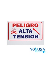 [YON6510005] YONUSA LPVOLTAS - Letrero o anuncio genérico de alta tensión para colocación en cercos eléctricos entre cada 4 a 8 metros/ Espacio para publicidad teléfono, logo o correo de empresa