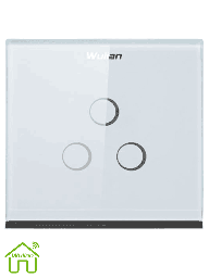 [WLN493001] WULIAN SWITCHT3L - Apagador Inteligente Touch Conexión L / Controla 3 Apagadores carga mínima 15 watts 10 Amp / Zigbee