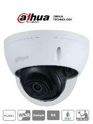 [DHT0040016] DAHUA IPC-HDBW2431E-S-S2 - Cámara IP Domo Antivandalica de 4 Megapixeles/ Lente de 2.8mm/ 106 Grados de Apertura/ IR 30 Mts/ WDR Real/ Ranura para MicroSD/ IP67/ IK10