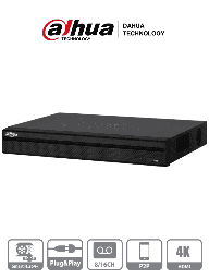 [DHT0370026] DAHUA DHI-XVR5216AN-4KL - DVR de 16 Canales 4k/ 2 Puertos Sata de Hasta 8 TB/ H.264+/ 8 Canales IP Adicionales (24 Canales Totales)/ 1 E&S de Audio/ HDMI & VGA/ Soporta: HDCVI/AHD/TVI/CVBS/IP/