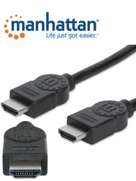 [MAN2760001] MANHATTAN 308816- Cable HDMI de Alta Velocidad de 1 Metro/ Resolucion 4K@30Hz/ Soporta 3D/ HDMI Macho a Macho/ Soporta Canal de Retorno de Audio (ARC)/ Blindado para Reducir Interferencia/