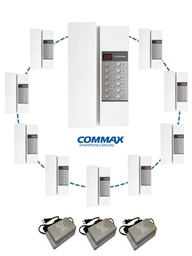 [cmx1070042] COMMAX PAQTP90RN - Paquete de 10 intercomunicadores de audio TP90RN / Configuración de extensiones / Incluye 3 fuentes 24V DC