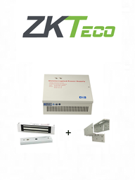 [ZKT0850006] ZKTECO LM120YPAK - Paquete de contrachapa magnética de 120 kg o 264 lb, incluye soporte para instalación en ZL y Gabinete de energía con salida de 12 VDC, soporta batería de respaldo