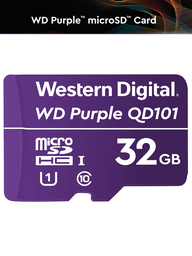 [WDC1510004] WESTERN WDD032G1P0C- Memoria de 32GB Micro SDHC/ Linea Purple/ Clase 10 U1/ Lectura 50MB/ Escritura 40MB/ Especializada para Videovigilancia