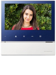 [cmx104063] COMMAX CDV70H2 - Monitor azul y blanco manos libres de 7 pulgadas para videoportero, soporta hasta 2 frentes de calle, función de apertura de puerta