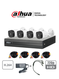 [DAD1340033] DAHUA COOPER XVR1A04KIT - Kit de 4 Canales de 1 Megapixel/ 4 Camaras B1A11 720p/ DVR de 4 Canales H.264 1080p Lite/ 1 Ch IP Adicional/ IR 20 mts/ IP67/ Accesorios/