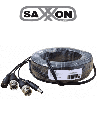 [SXN1570008] SAXXON WB0110C- Cable de 10 Metros Armado para Video y Energia/ Para Camaras Hasta 8 Megapixeles/ con Conectores BNC y de Energía/ Uso Interior/ Cable de Video 100% Cobre/ 12W/ Soporta: AHD/CVI/TVI/CVBS/