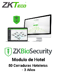 [ZKA0680010] ZKTECO ZKBSHOTELP503Y - Licencia para Modulo de Hoteleria Biosecurity Capacidad 50 Cerraduras Hoteleras / 3 Años