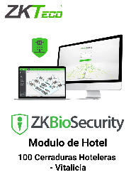 [ZKA3460004] ZKTECO ZKBSHOTELP100 - Licencia para Modulo de Hoteleria Biosecurity Capacidad 100 Cerraduras Hoteleras