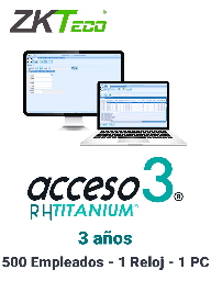 [ZKA6020002] ZKACCESO TITANIUM0 - Licencia para control de asistencia / 500 empleados / 1 Reloj y 1 PC / Compatible con NOI y CONTPAQ / vigencia 3 años