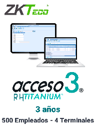 [ZKA6020003] ZKACCESO TITANIUM1 - Licencia para control de asistencia / 500 empleados / 4 terminales (PC o Reloj) / Compatible con NOI y CONTPAQ / 3 años