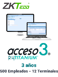 [ZKA6020005] ZKACCESO TITANIUM2 -Licencia para control de asistencia / 500 empleados / 12 terminales (PC o Reloj) / Compatible con NOI y CONTPAQ / 3 años