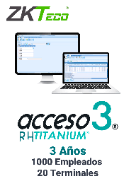 [ZKA6020006] ZKACCESO TITANIUM3 - Licencia para control de asistencia / 1000 empleados / 20 terminales (PC o Reloj) / Compatible con NOI y CONTPAQ / 3 años