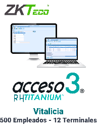 [ZKA6020011] ZKACCESO TITANIUM2P - Licencia para control de asistencia / 500 empleados / 12 terminales (PC o Reloj) / Compatible con NOI y CONTPAQ / Vitalicia